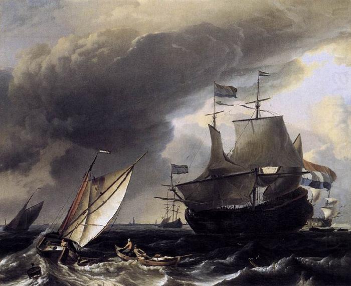 Dutch Vessels on the Sea at Amsterdam, Ludolf Bakhuizen